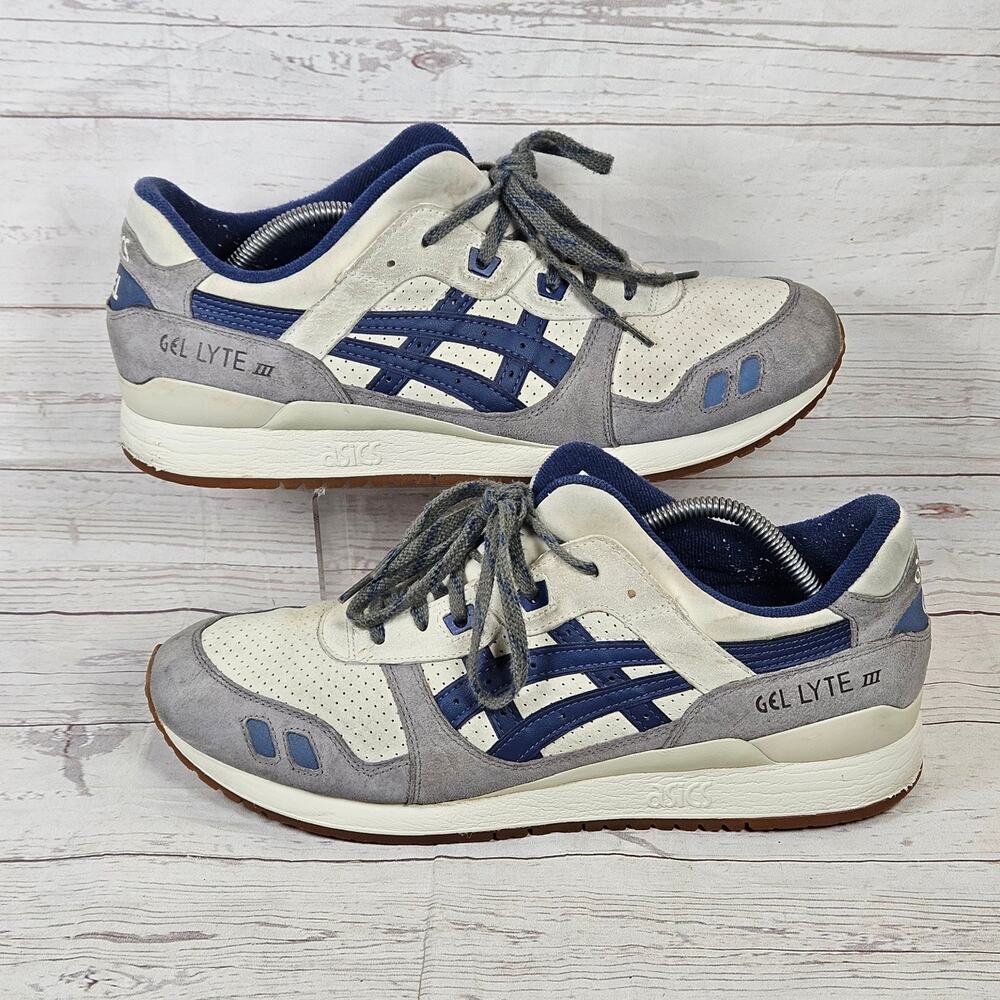 ASICS GEL-LYTE III Men's 13 Cream Navy Grey Trainers H64KK Sneakers
